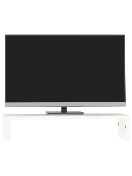 Monitoriaus stovas, baltas, 50x27x10cm, pušies medienos masyvas