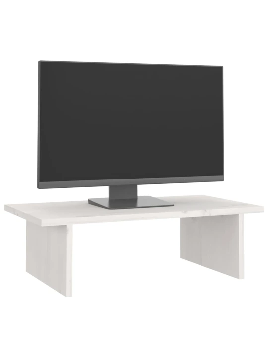 Monitoriaus stovas, baltas, 50x27x15cm, pušies medienos masyvas