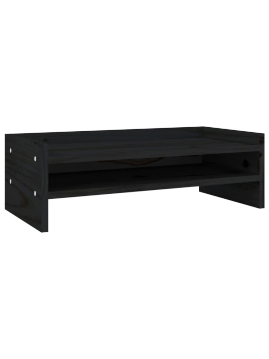 Monitoriaus stovas, juodas, 50x24x16cm, pušies medienos masyvas