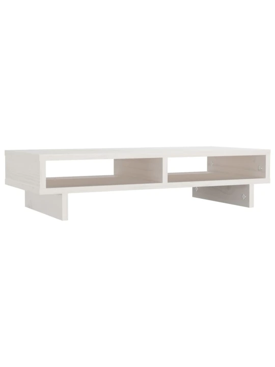 Monitoriaus stovas, baltas, 60x27x14cm, pušies medienos masyvas