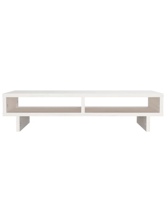 Monitoriaus stovas, baltas, 60x27x14cm, pušies medienos masyvas