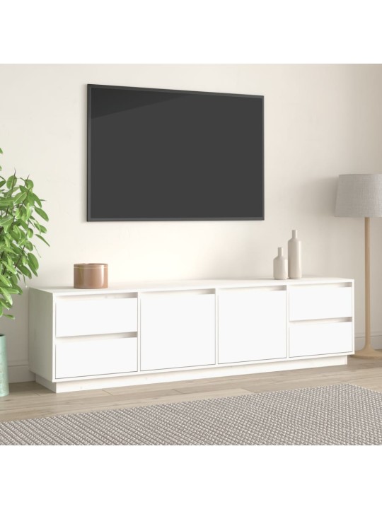 Televizoriaus spintelė, balta, 176x37x47,5cm, pušies masyvas
