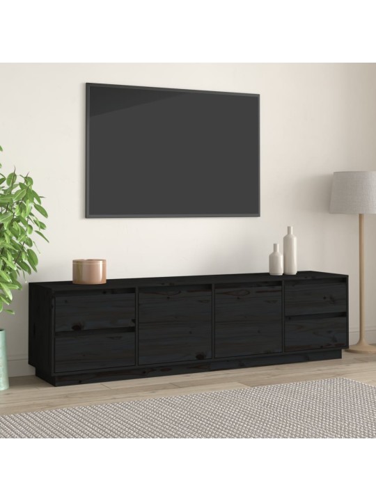 Televizoriaus spintelė, juoda, 176x37x47,5cm, pušies masyvas