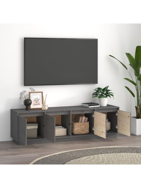 Televizoriaus spintelė, pilka, 156x37x45cm, pušies masyvas