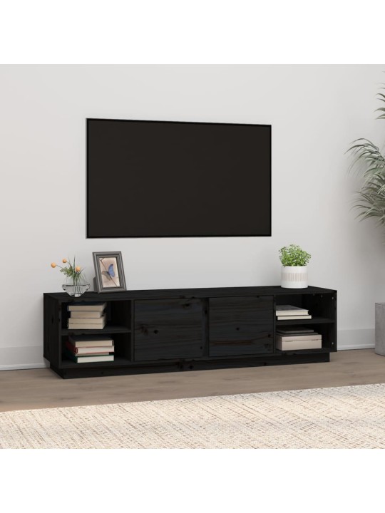 Televizoriaus spintelė, juoda, 156x40x40cm, pušies masyvas