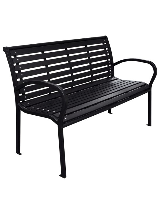 Sodo suoliukas, juodos spalvos, 116cm, plienas ir WPC