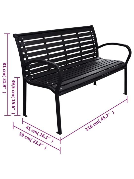 Sodo suoliukas, juodos spalvos, 116cm, plienas ir WPC