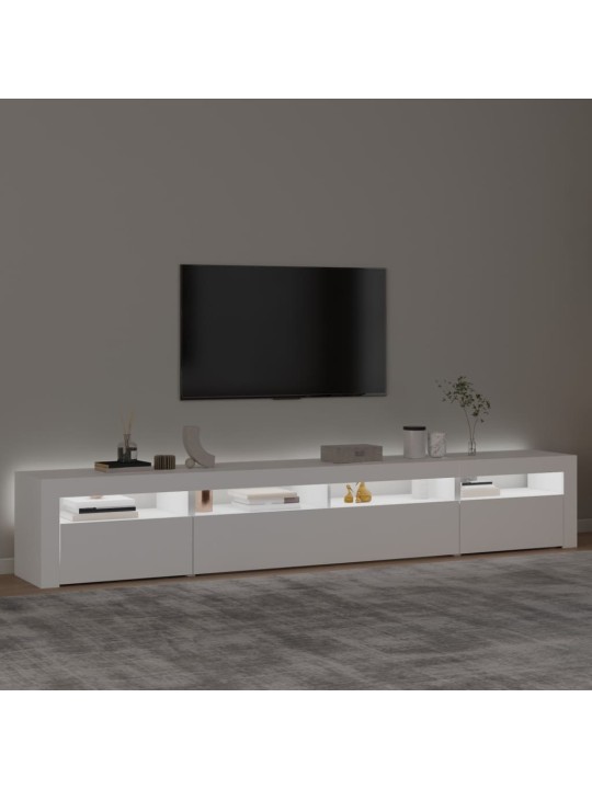 Televizoriaus spintelė su LED apšvietimu, balta, 240x35x40cm
