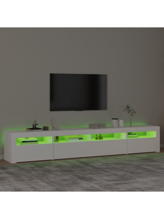 Televizoriaus spintelė su LED apšvietimu, balta, 240x35x40cm