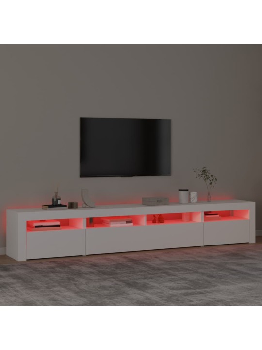 Televizoriaus spintelė su LED apšvietimu, balta, 240x35x40cm