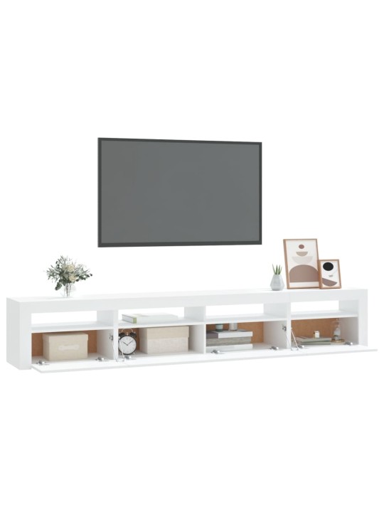 Televizoriaus spintelė su LED apšvietimu, balta, 240x35x40cm