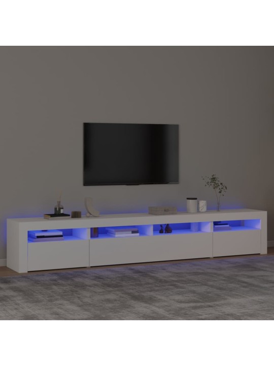 Televizoriaus spintelė su LED apšvietimu, balta, 240x35x40cm