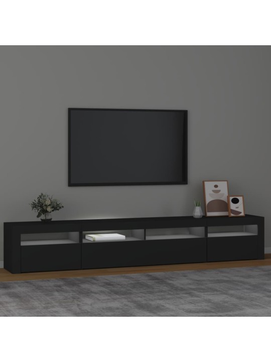 Televizoriaus spintelė su LED apšvietimu, juoda, 240x35x40cm