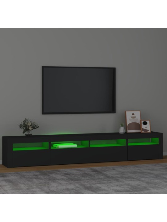Televizoriaus spintelė su LED apšvietimu, juoda, 240x35x40cm