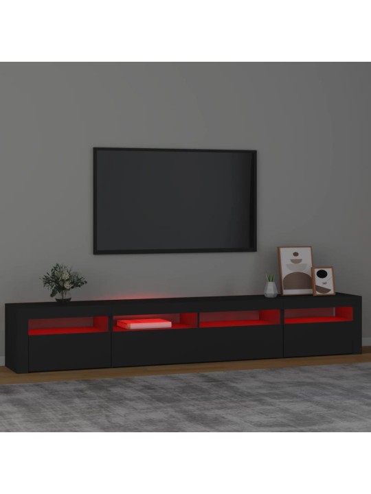 Televizoriaus spintelė su LED apšvietimu, juoda, 240x35x40cm