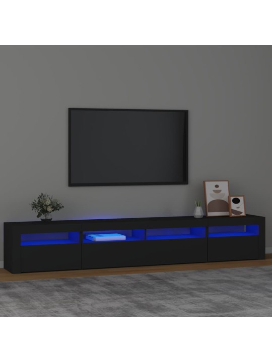 Televizoriaus spintelė su LED apšvietimu, juoda, 240x35x40cm