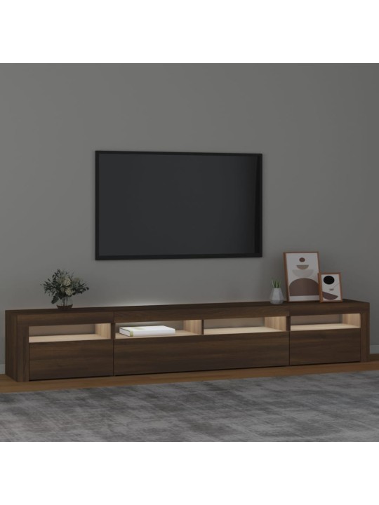Televizoriaus spintelė su LED, ruda ąžuolo, 240x35x40cm