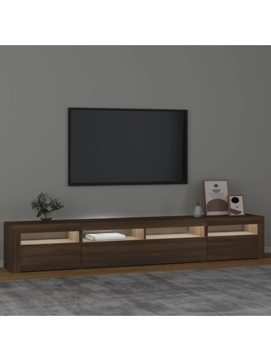 Televizoriaus spintelė su LED, ruda ąžuolo, 240x35x40cm
