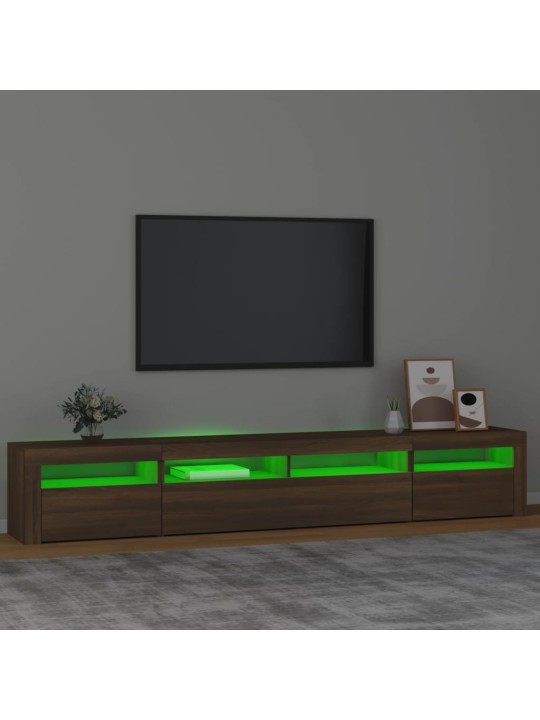 Televizoriaus spintelė su LED, ruda ąžuolo, 240x35x40cm