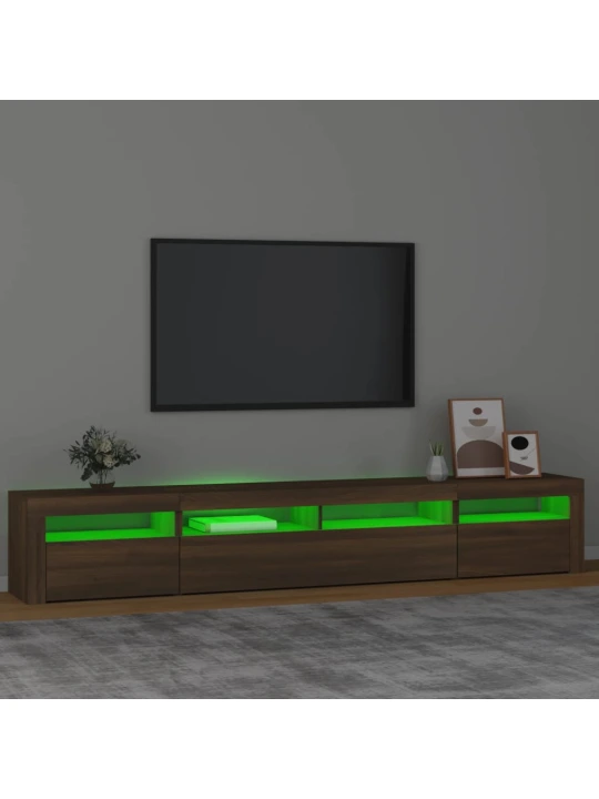 Televizoriaus spintelė su LED, ruda ąžuolo, 240x35x40cm