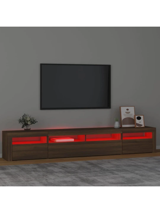 Televizoriaus spintelė su LED, ruda ąžuolo, 240x35x40cm