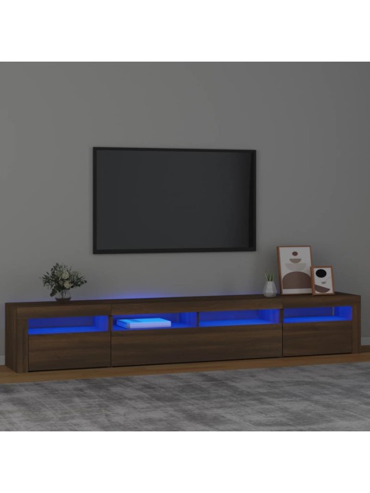 Televizoriaus spintelė su LED, ruda ąžuolo, 240x35x40cm