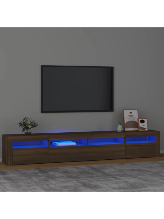 Televizoriaus spintelė su LED, ruda ąžuolo, 240x35x40cm