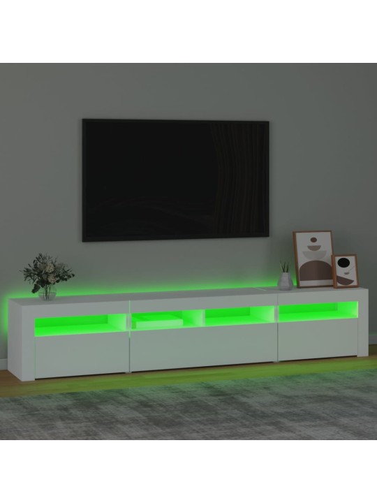 Televizoriaus spintelė su LED apšvietimu, balta, 210x35x40cm
