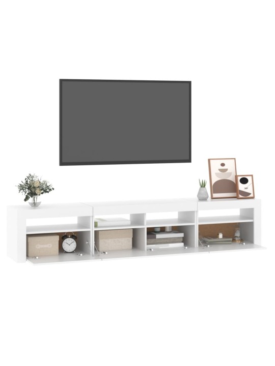 Televizoriaus spintelė su LED apšvietimu, balta, 210x35x40cm