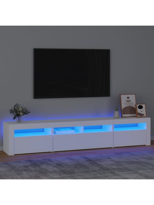 Televizoriaus spintelė su LED apšvietimu, balta, 210x35x40cm