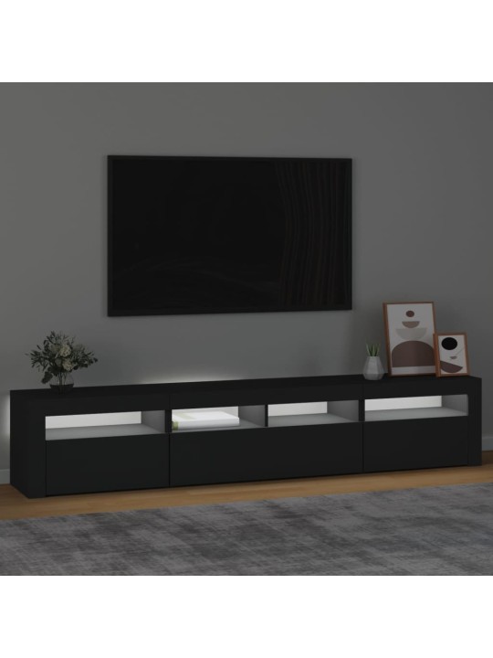 Televizoriaus spintelė su LED apšvietimu, juoda, 210x35x40cm