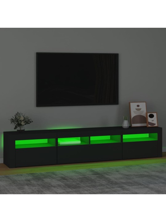Televizoriaus spintelė su LED apšvietimu, juoda, 210x35x40cm