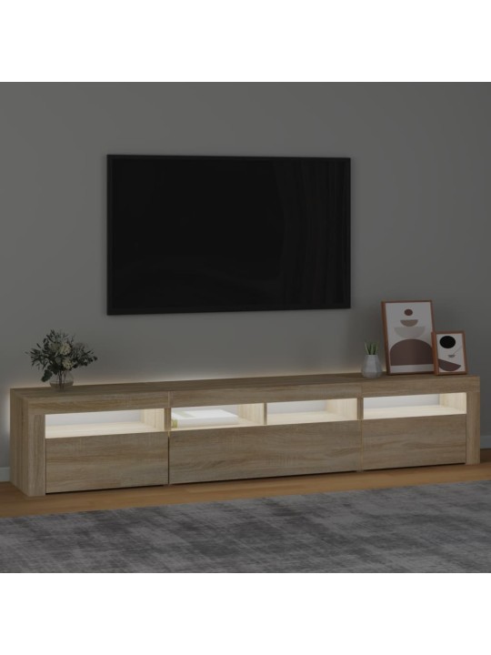 Televizoriaus spintelė su LED apšvietimu, ąžuolo, 210x35x40cm