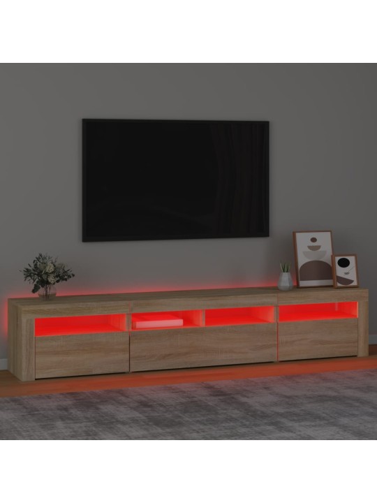Televizoriaus spintelė su LED apšvietimu, ąžuolo, 210x35x40cm