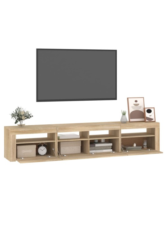 Televizoriaus spintelė su LED apšvietimu, ąžuolo, 210x35x40cm