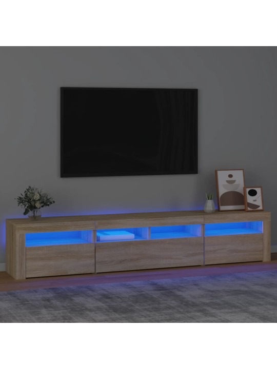 Televizoriaus spintelė su LED apšvietimu, ąžuolo, 210x35x40cm