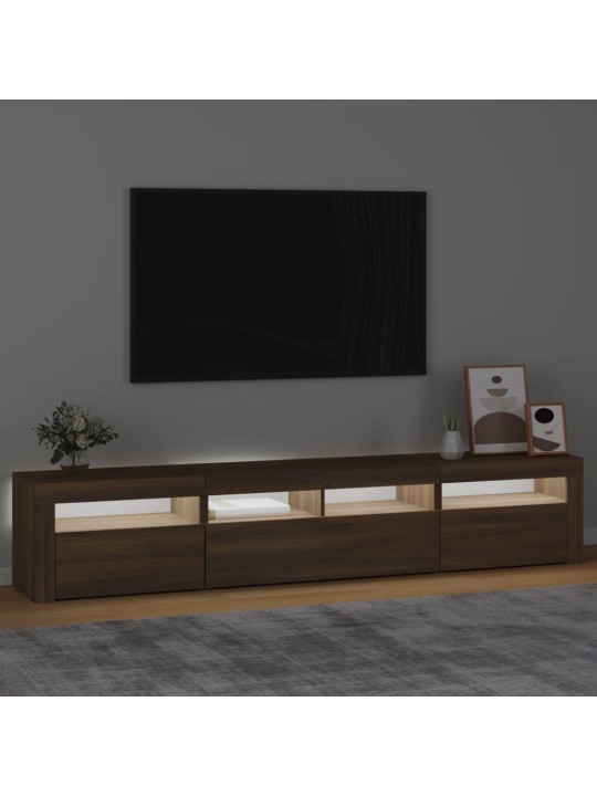 Televizoriaus spintelė su LED, ruda ąžuolo, 210x35x40cm