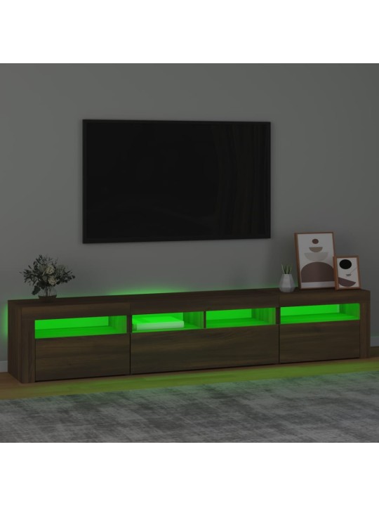 Televizoriaus spintelė su LED, ruda ąžuolo, 210x35x40cm