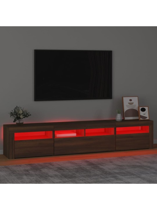 Televizoriaus spintelė su LED, ruda ąžuolo, 210x35x40cm