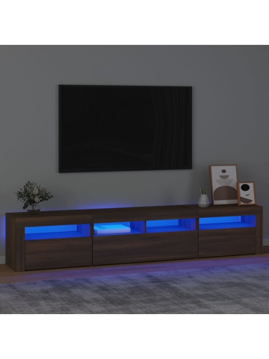 Televizoriaus spintelė su LED, ruda ąžuolo, 210x35x40cm