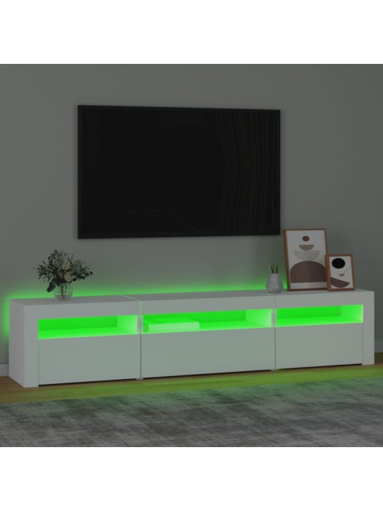 Televizoriaus spintelė su LED apšvietimu, balta, 195x35x40cm