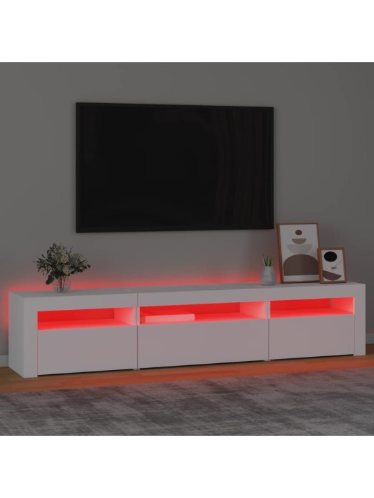 Televizoriaus spintelė su LED apšvietimu, balta, 195x35x40cm