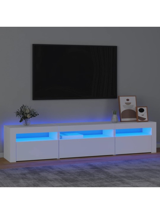 Televizoriaus spintelė su LED apšvietimu, balta, 195x35x40cm
