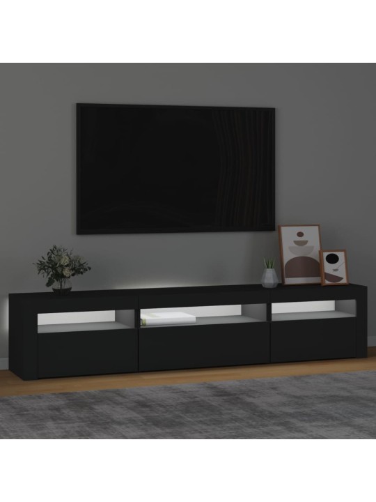Televizoriaus spintelė su LED apšvietimu, juoda, 195x35x40cm
