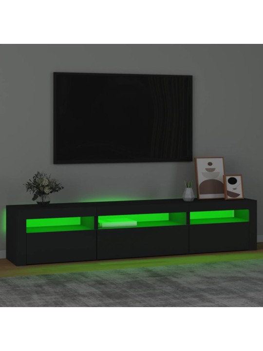 Televizoriaus spintelė su LED apšvietimu, juoda, 195x35x40cm