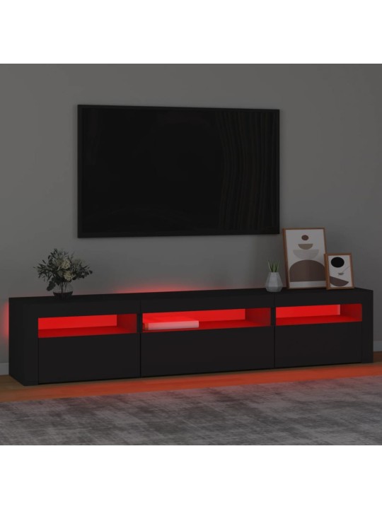 Televizoriaus spintelė su LED apšvietimu, juoda, 195x35x40cm