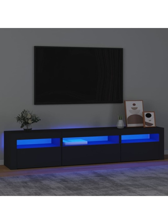 Televizoriaus spintelė su LED apšvietimu, juoda, 195x35x40cm