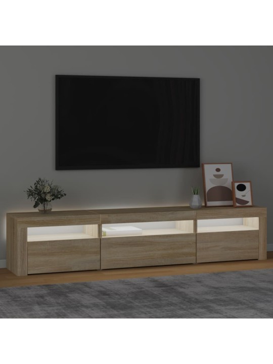 Televizoriaus spintelė su LED apšvietimu, ąžuolo, 195x35x40cm