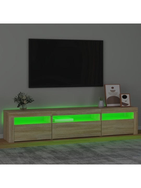 Televizoriaus spintelė su LED apšvietimu, ąžuolo, 195x35x40cm