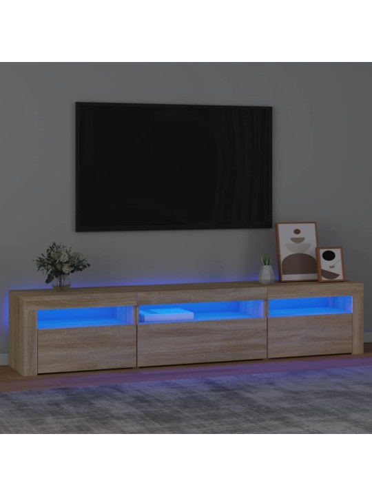 Televizoriaus spintelė su LED apšvietimu, ąžuolo, 195x35x40cm